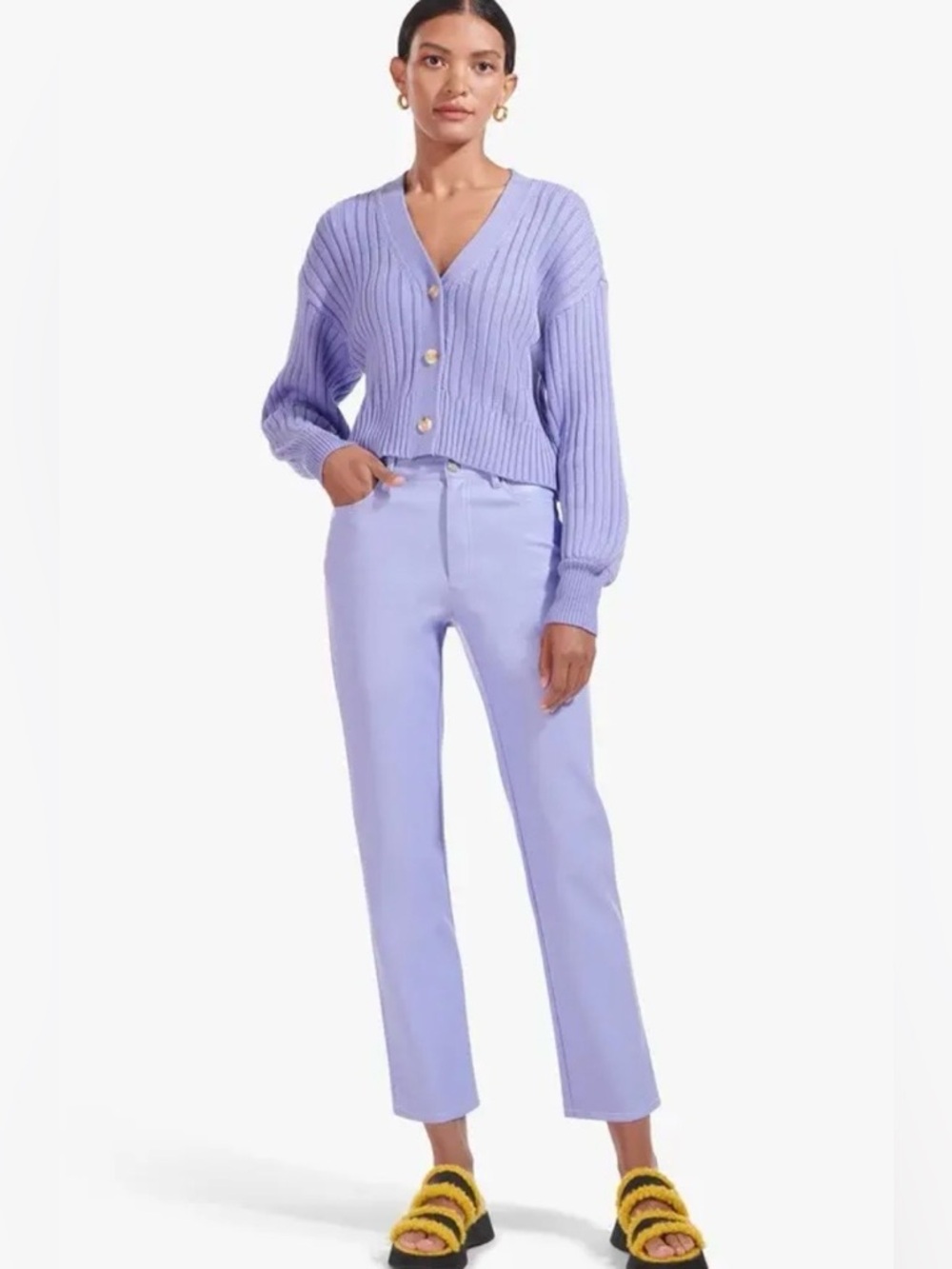 STAUD Elliot Pant Periwinkle Vegan Leather Size 0